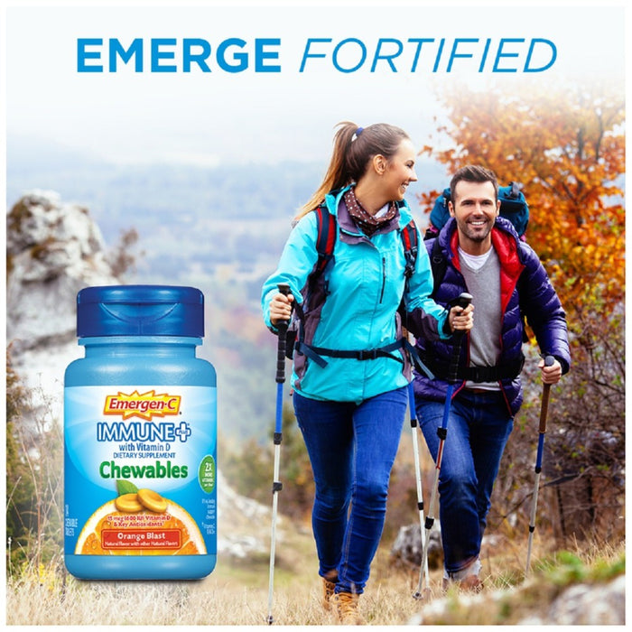 Emergen-C Immune+ Dietary Supplement Chewable Tablets with Vitamin D - Orange Blast - 42ct