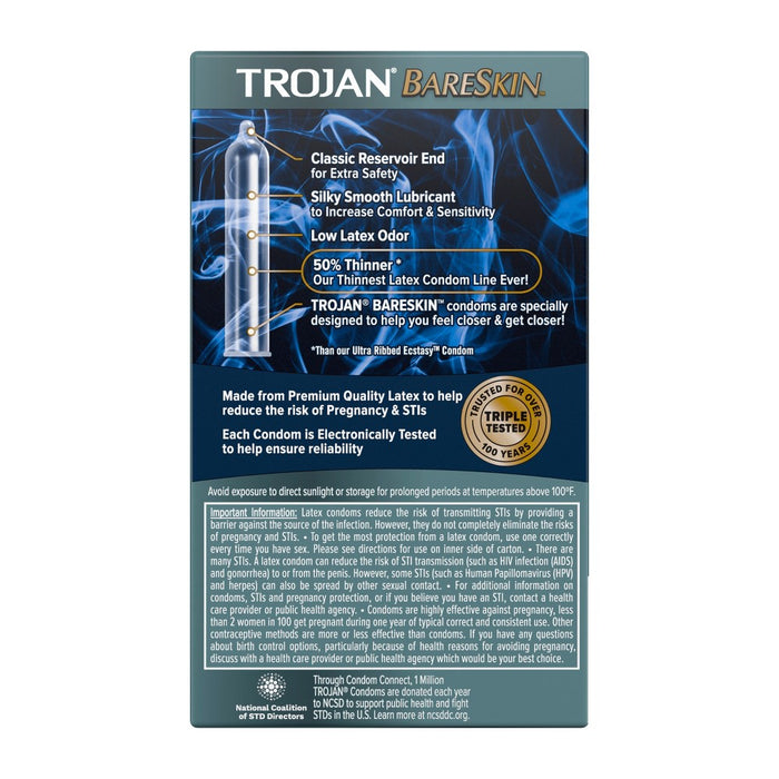 Trojan Bareskin Lubricated Condoms - 10ct