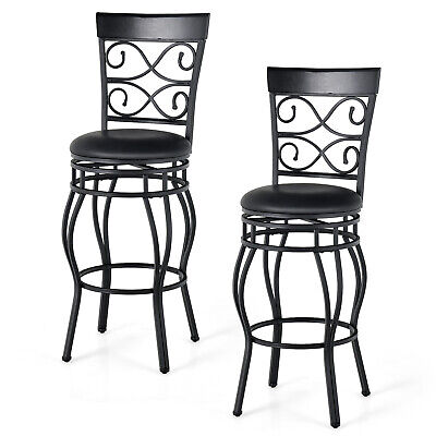 Single Chair Vintage Swivel Bar Stools 30" Bistro Upholstered Dining Chairs Black (LOCAL PICKUP ONLY)