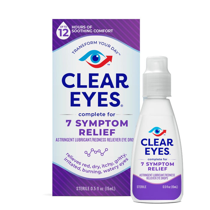 Clear Eyes Complete 7 Symptom Relief Eye Drops, Multi-Symptom Relief - 0.5 fl oz