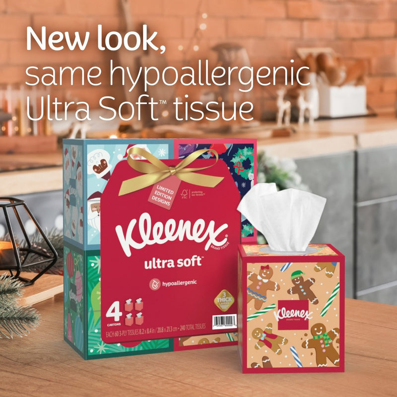 Kleenex Holiday Ultra Soft Facial Tissue - 4pk/60ct