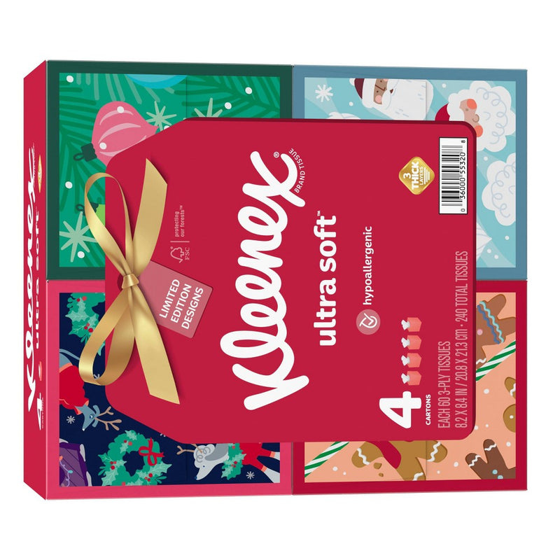 Kleenex Holiday Ultra Soft Facial Tissue - 4pk/60ct