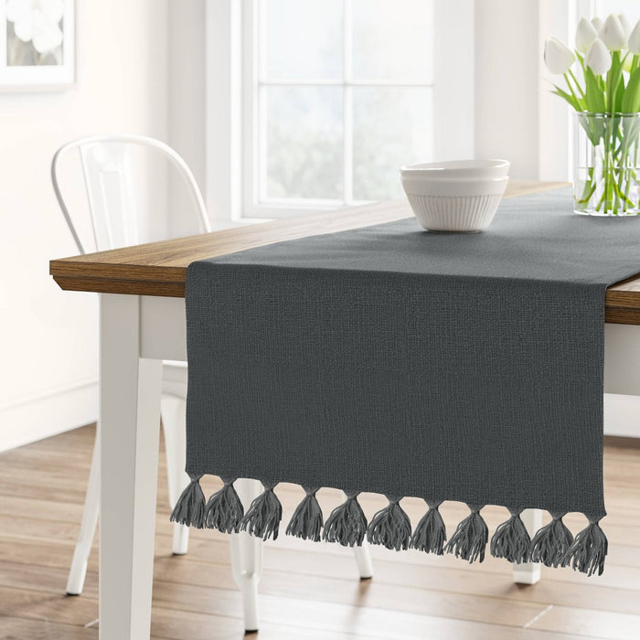 72" x 14" Cotton Textured Runner Gray - Threshold