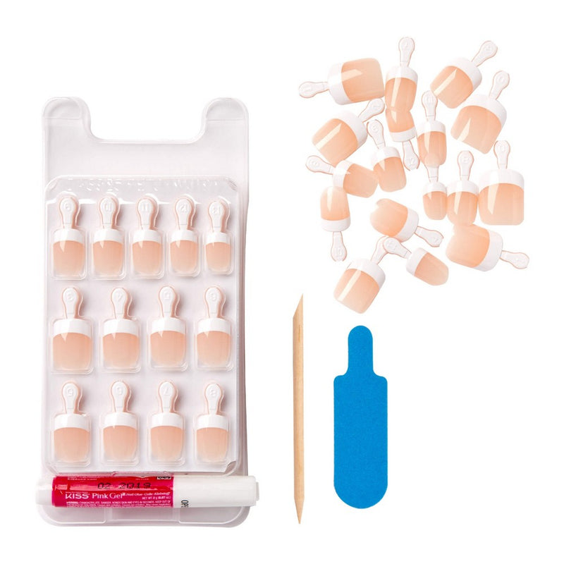 KISS Products Salon Acrylic Short Square French Manicure Kit - Power Play - 31ct