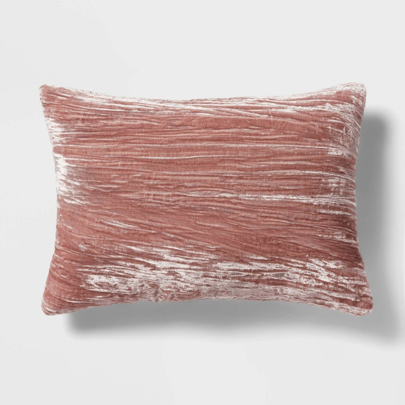 14"x20" Luxe Velvet Oblong Decorative Pillow Mauve - Threshold