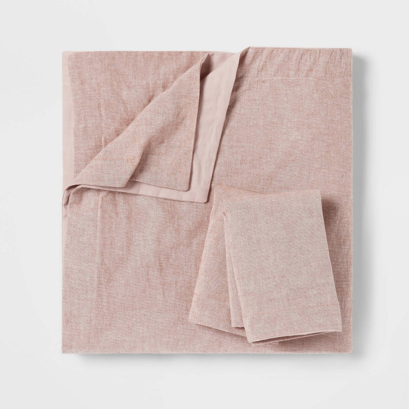 Twin/Twin Extra Long Cotton Linen Chambray Duvet Cover & Sham Set Terracotta - Threshold
