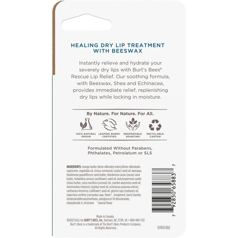 Burt's Bees Rescue Lip Relief Lip Balm - 0.35oz/2ct