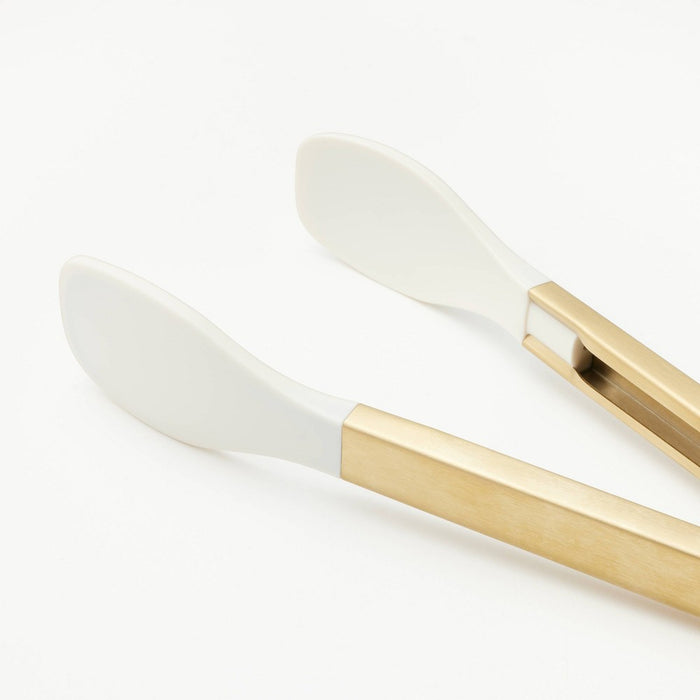 9" Stainless Steel Tongs with Silicone Champagne Light Gold - Figmint