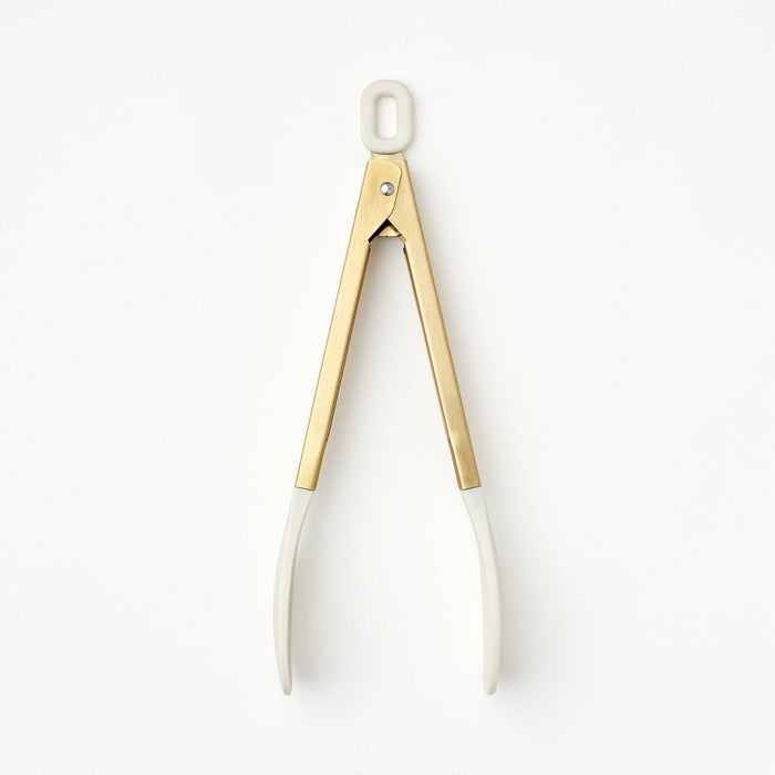 9" Stainless Steel Tongs with Silicone Champagne Light Gold - Figmint
