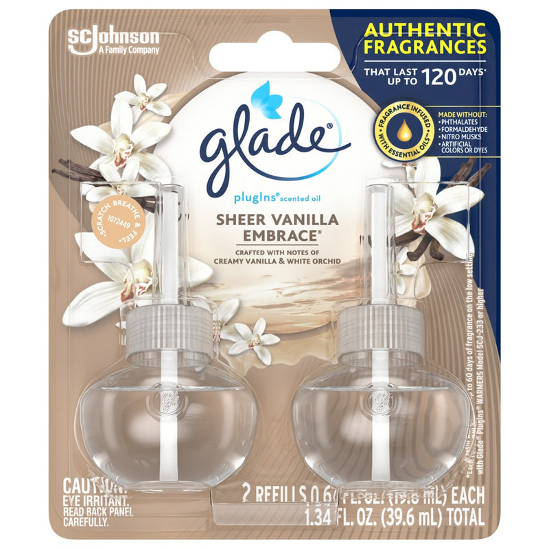 Glade PlugIns Scented Oil Air Freshener Sheer Vanilla Embrace Refill - 1.34oz/2ct