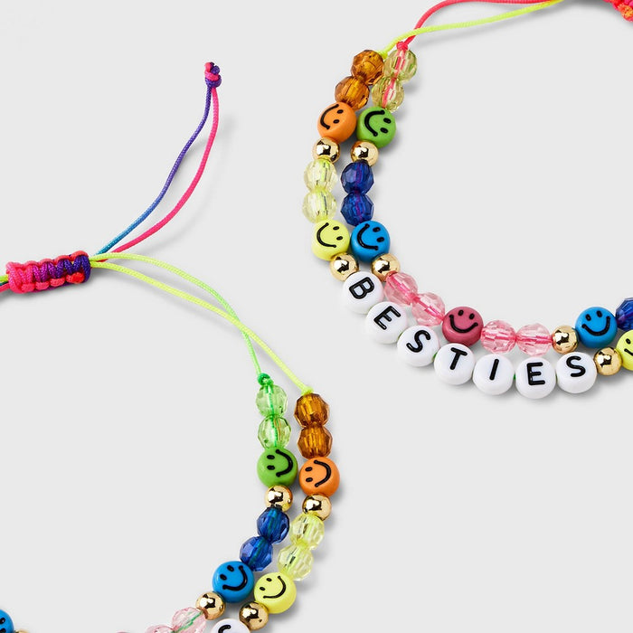 Girls' 2pk Best Friends Bracelet Set with Smiley Face Beads - Cat & Jack
