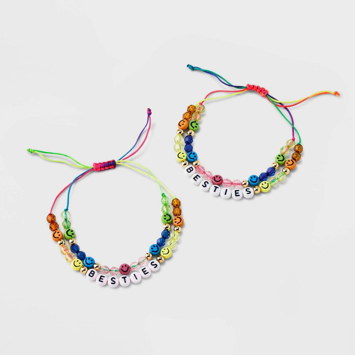 Girls' 2pk Best Friends Bracelet Set with Smiley Face Beads - Cat & Jack