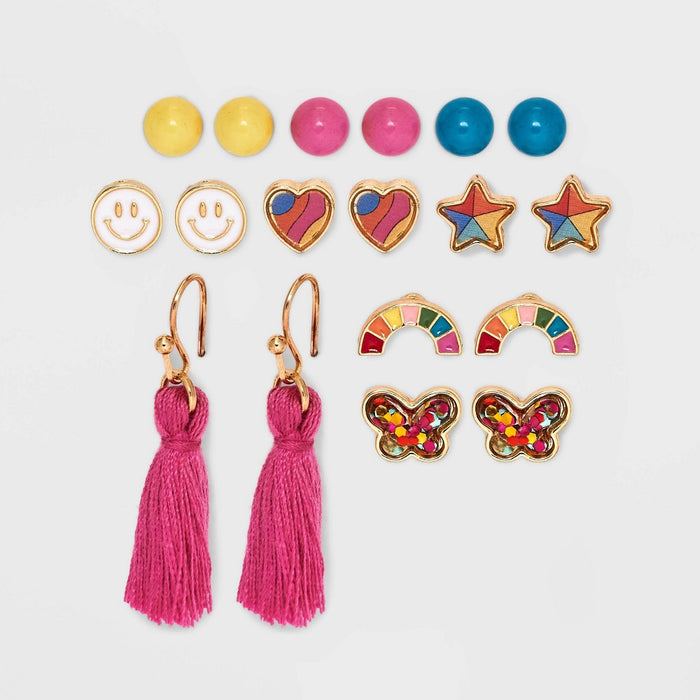 Girls' 9pk Studs and Tassel Drop Earring Set - Cat & Jack