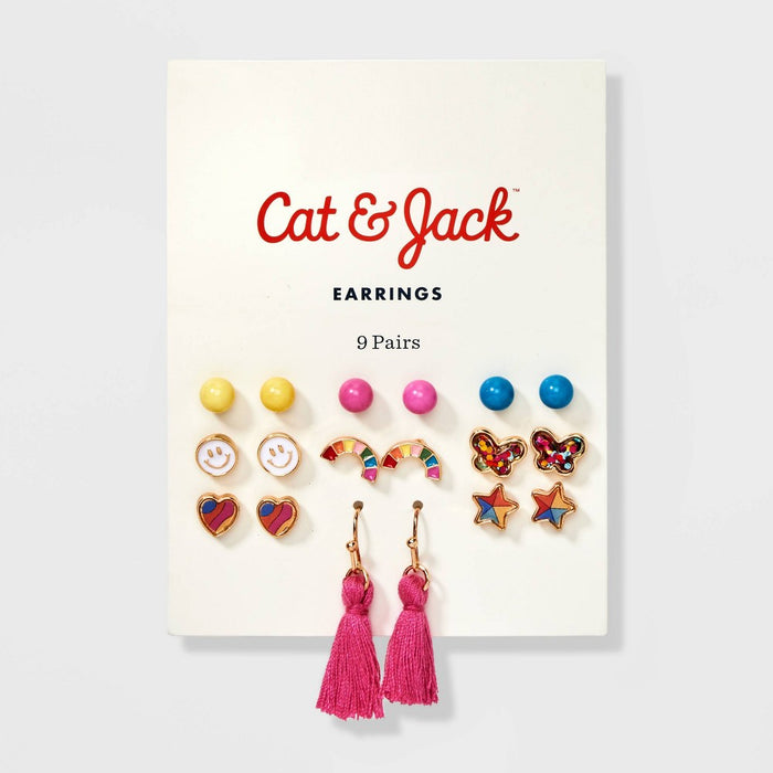 Girls' 9pk Studs and Tassel Drop Earring Set - Cat & Jack