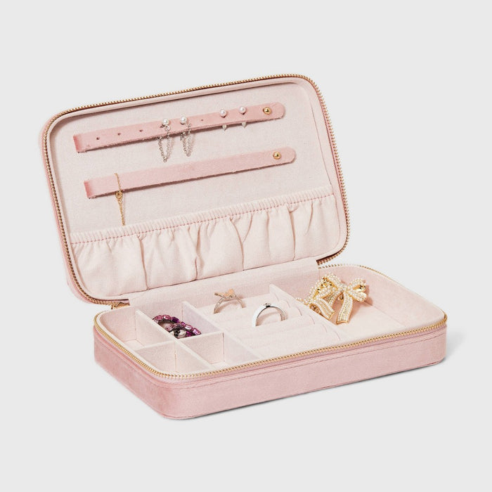 Velvet Rectangular Jewelry Organizer - A New Day Pink