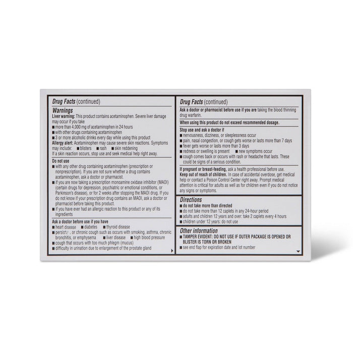 Acetaminophen Sinus Pressure, Pain & Cough Relief Caplets - 20ct - up & up
