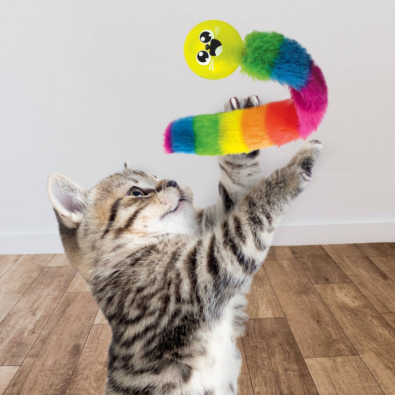 Nerf Cat 1.5" Glow Super Bounce Ball with Rainbow Tail Cat Toy