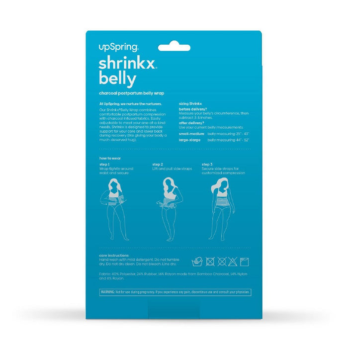 Upspring Shrinkx Postpartum Belly Wrap with Adjustable Band & Compression - Charcoal Gray - Size L/XL