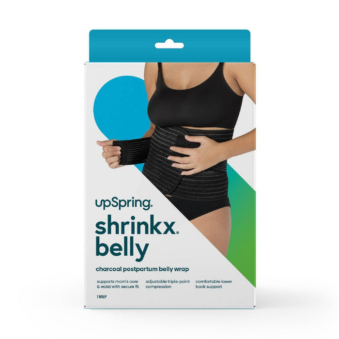 Upspring Shrinkx Postpartum Belly Wrap with Adjustable Band & Compression - Charcoal Gray - Size L/XL