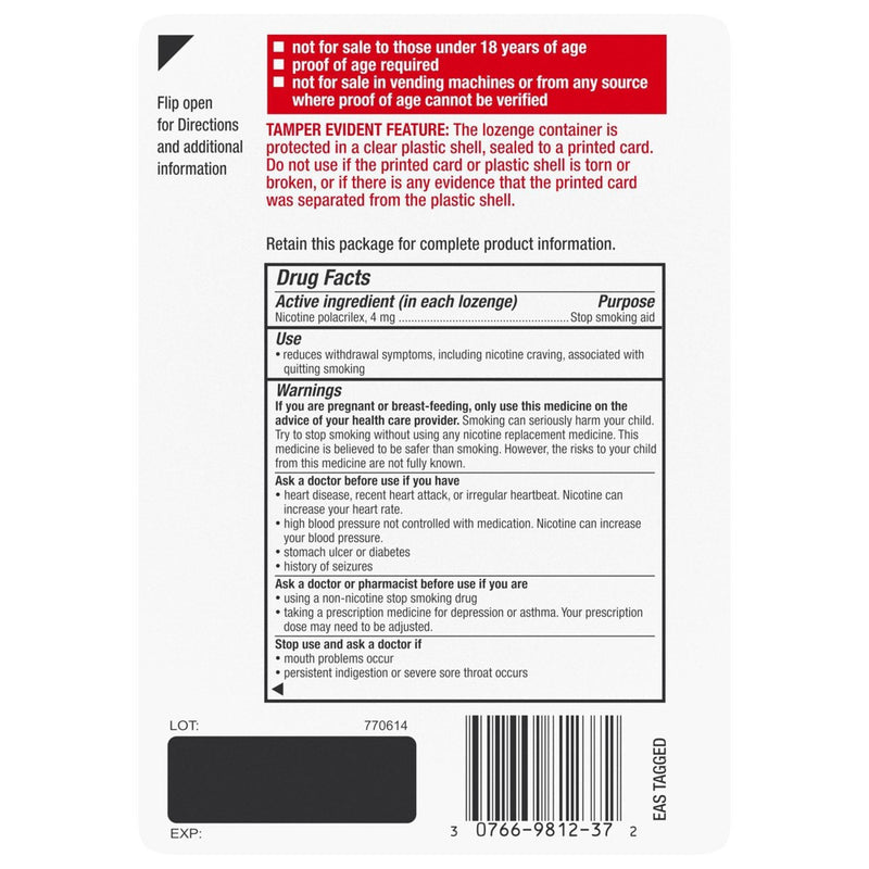 Nicorette 4mg Coated Nicotine Lozenge Stop Smoking Aid - Ice Mint - 20ct
