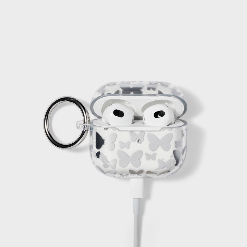 Apple AirPods 3rd Generation Hardshell Case with Clip - heyday Silver Butterfly