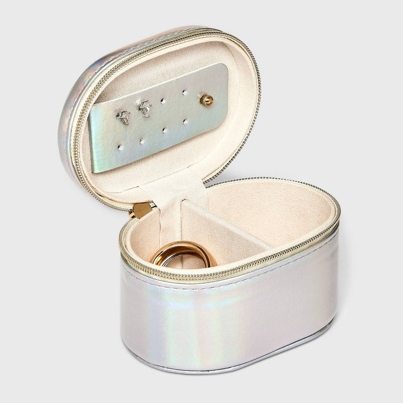 Small Pill Shaped Case Jewelry Box - A New Day Iridescent