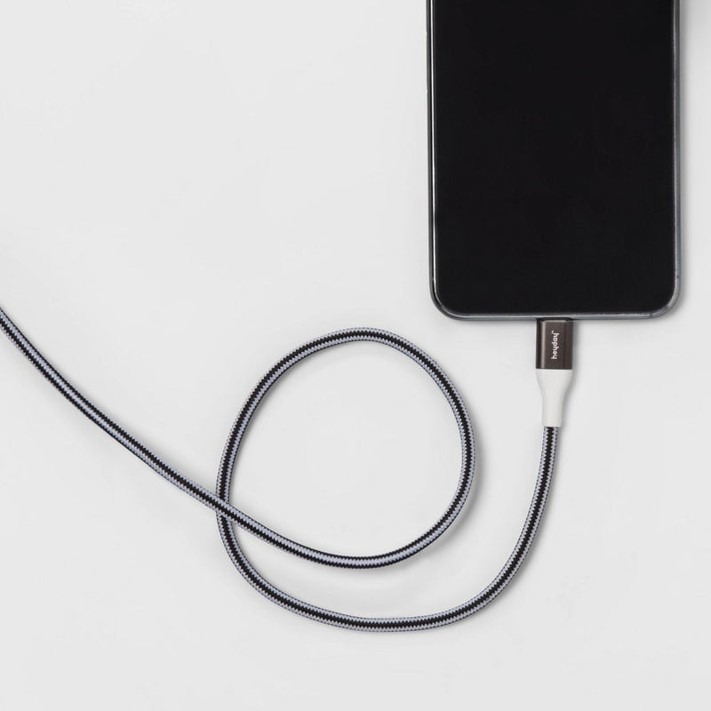 10' Lightning to USB-A Braided Cable - heyday Black/White/Gunmetal
