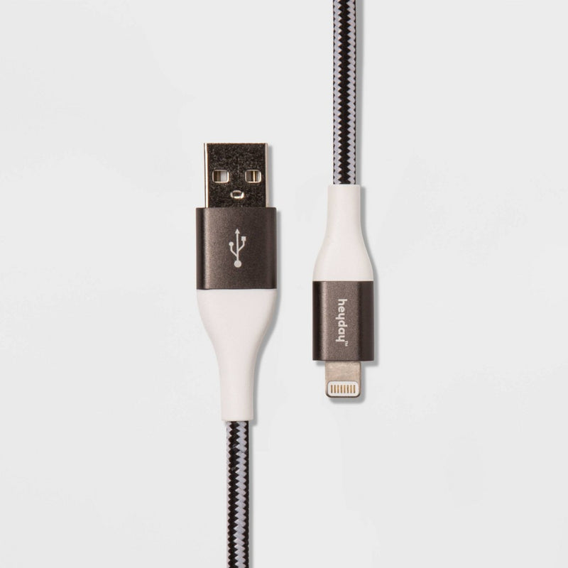 10' Lightning to USB-A Braided Cable - heyday Black/White/Gunmetal