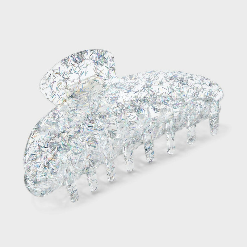 Jumbo Confetti Acrylic Claw Hair Clip - A New Day Silver