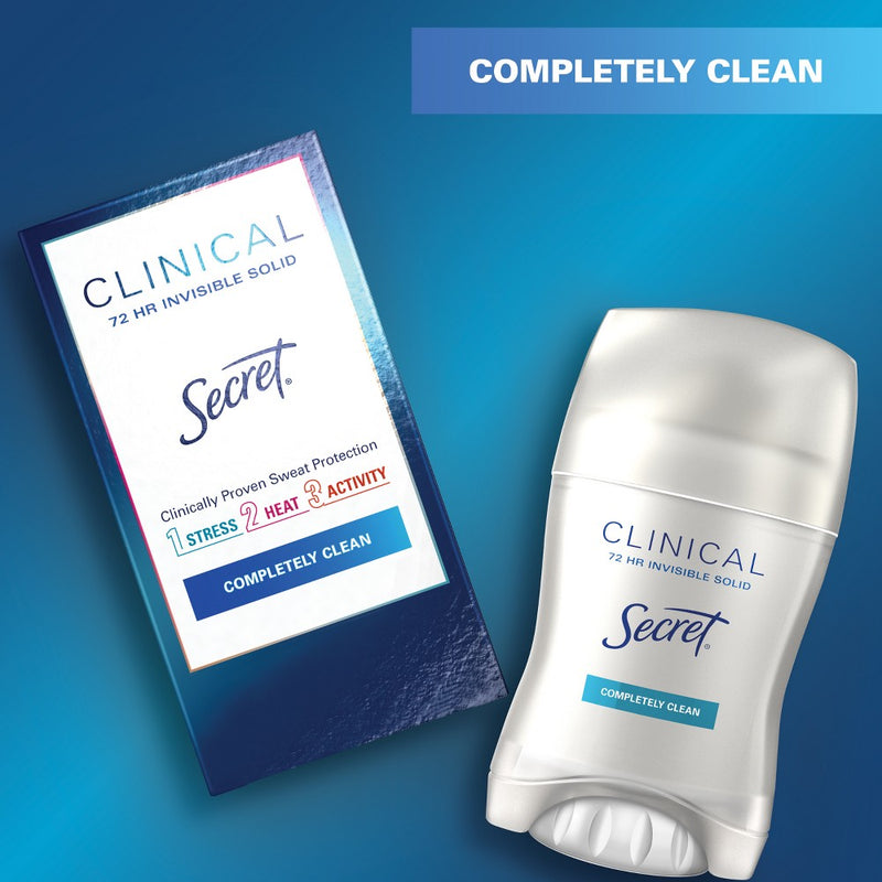 Secret Clinical Strength Invisible Solid Antiperspirant and Deodorant, Completely Clean - 1.6oz