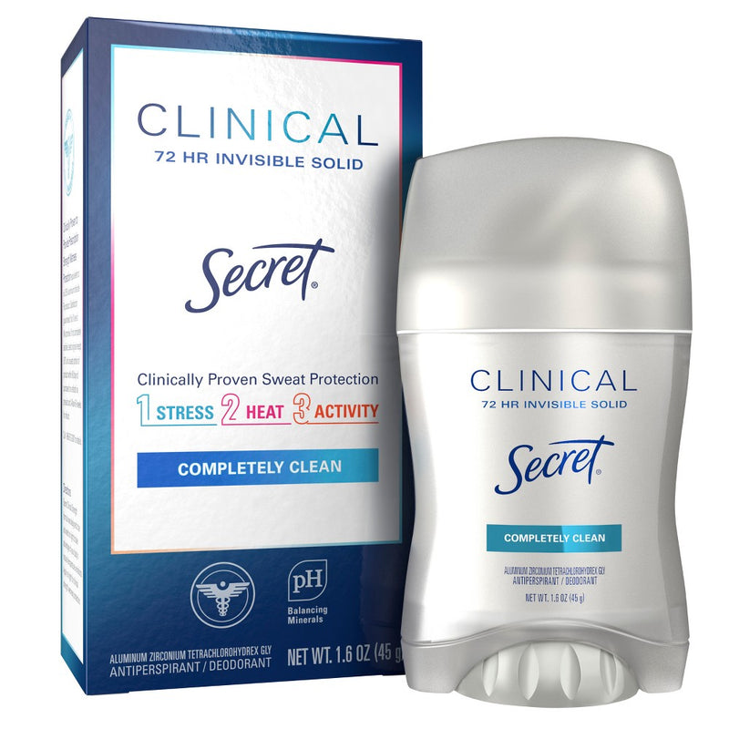 Secret Clinical Strength Invisible Solid Antiperspirant and Deodorant, Completely Clean - 1.6oz