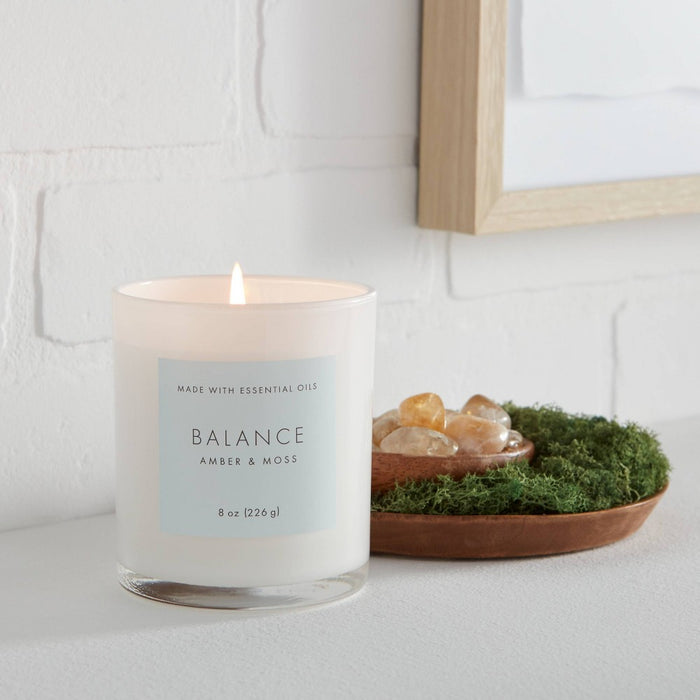 8oz Wood Lidded Glass Wellness Balance Candle - Threshold