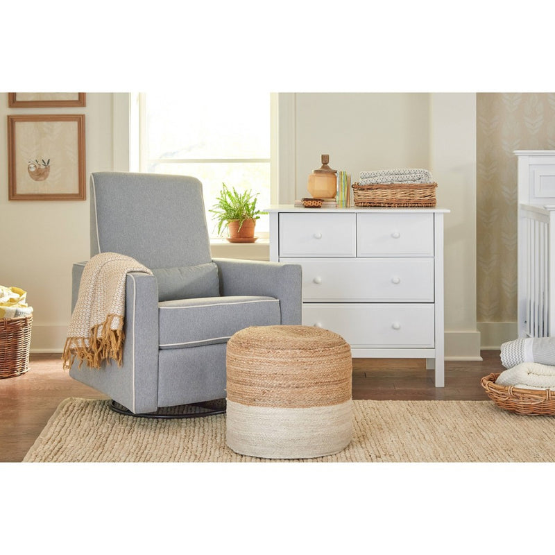 DaVinci Piper Recliner and Swivel Glider - Gray/Cream Piping (LOCAL PICKUP ONLY)
