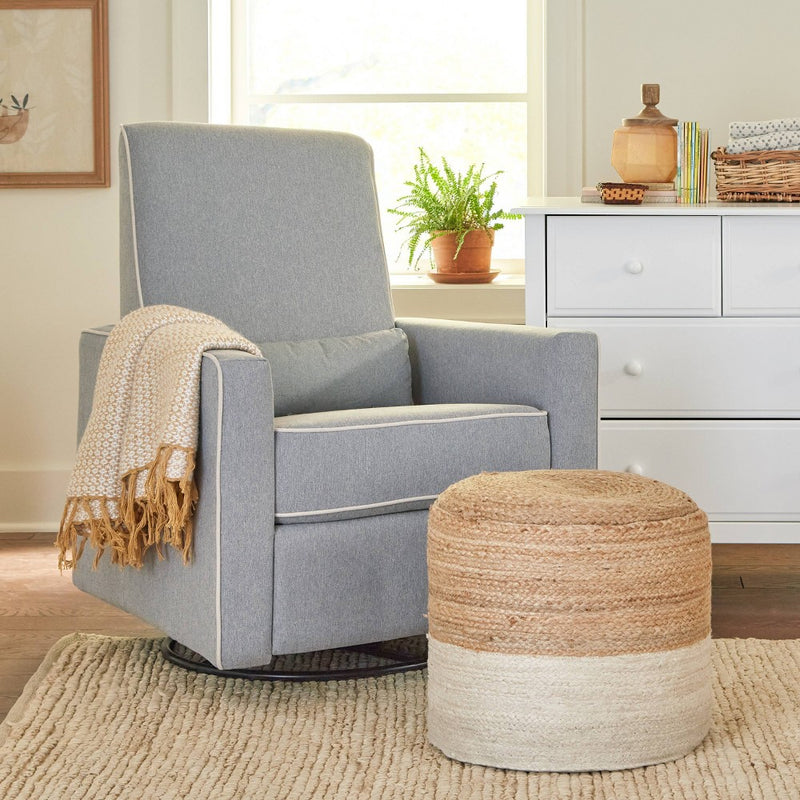 DaVinci Piper Recliner and Swivel Glider - Gray/Cream Piping (LOCAL PICKUP ONLY)