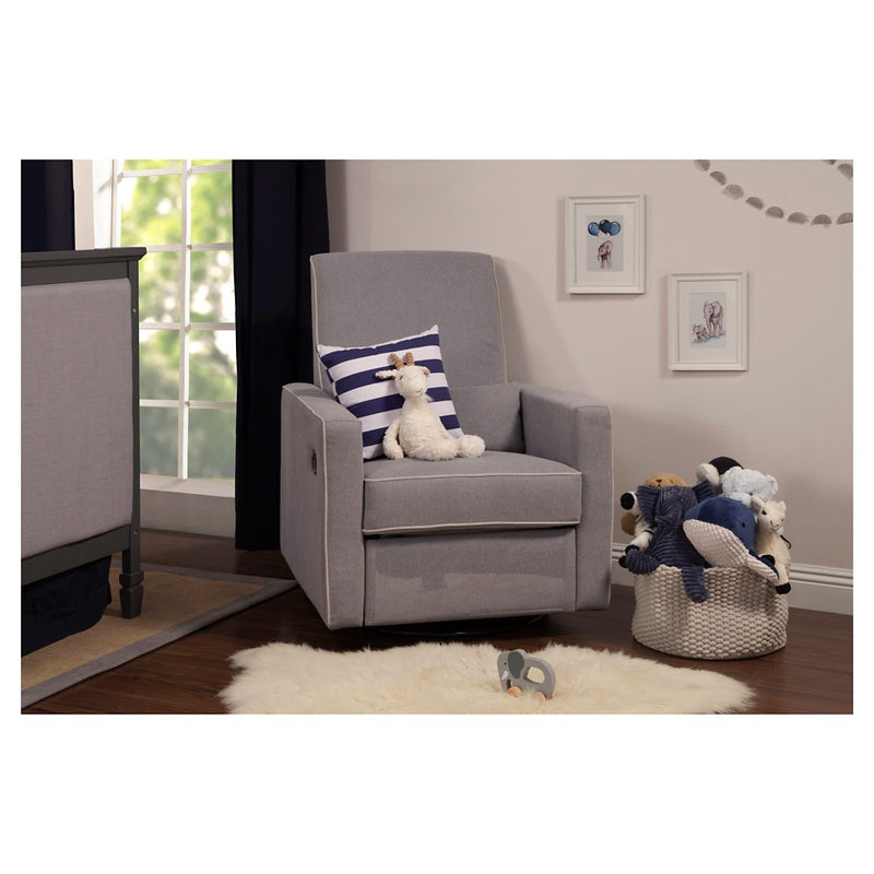 DaVinci Piper Recliner and Swivel Glider - Gray/Cream Piping (LOCAL PICKUP ONLY)