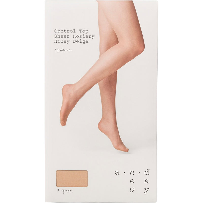 Women's 20D Sheer Control Top Tights - A New Day Honey Beige L/XL