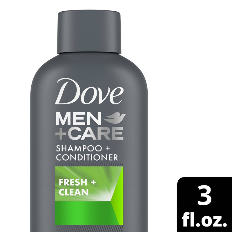 Dove Men+Care Fresh and Clean 2 in 1 Shampoo + Conditioner -Travel Size - 3 fl oz