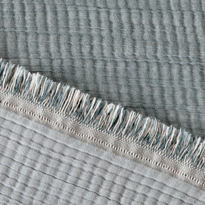 King Reversible Textured Cotton Chambray Coverlet Dark Teal Blue - Casaluna