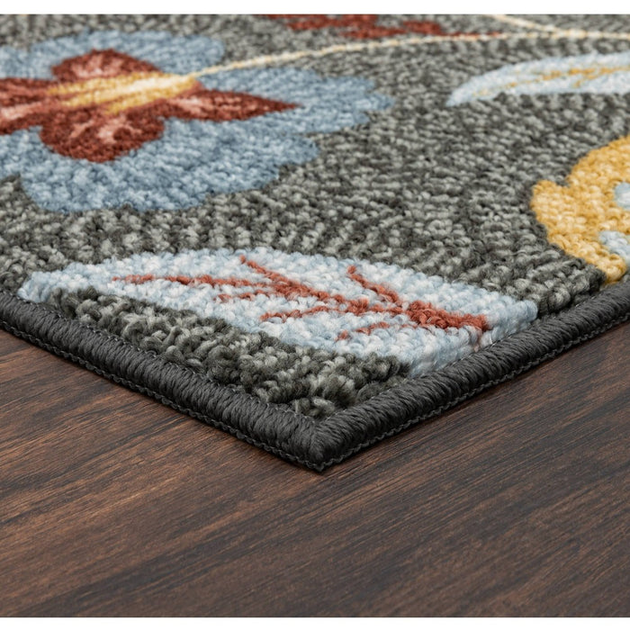 Maples 2'5"x3'8" Washable Garden Floral Accent Rug Gray