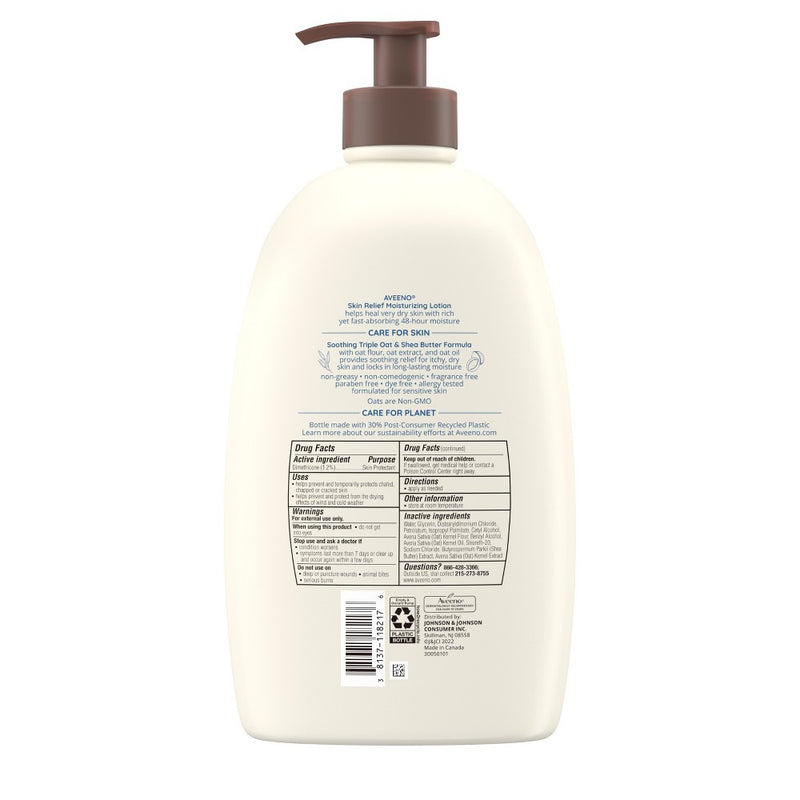 Aveeno Skin Relief Moisturising Body Lotion for Dry Skin with Oat and Shea Butter - Unscented - 33 fl oz