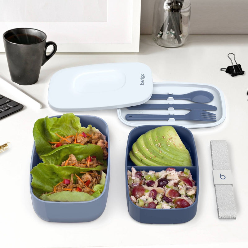 Bentgo Classic All-in-One Stackable Lunch Box Container with Built in Flatware - Slate