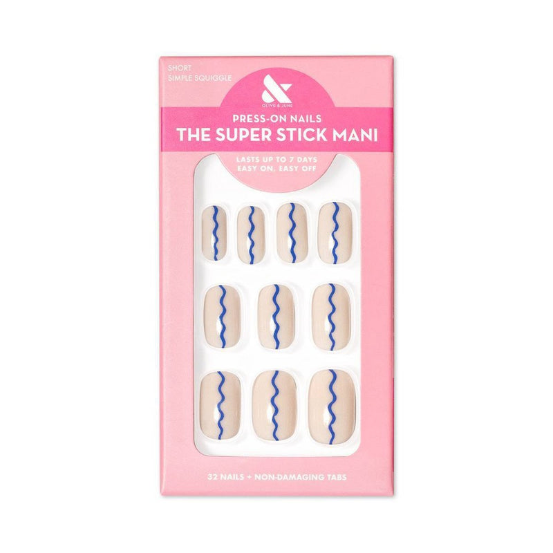 Olive & June Squoval Fake Nails - Simple Squiggle - 32ct