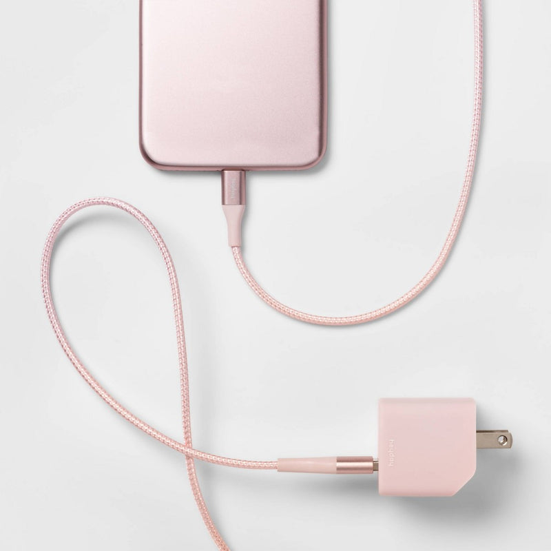 2-Port Wall Charger 15W USB-C & 5W USB-A (with 6' Lightning to USB-A Cable) - heyday Pink/Rose Gold