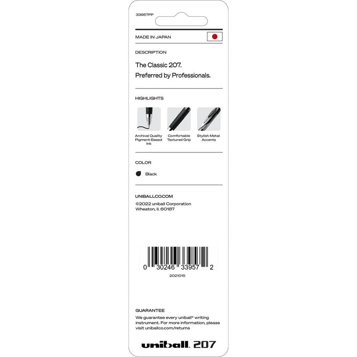 uniball Retractable 207 Black Gel Pens 2ct Click Top 0.7mm Medium Point Pen