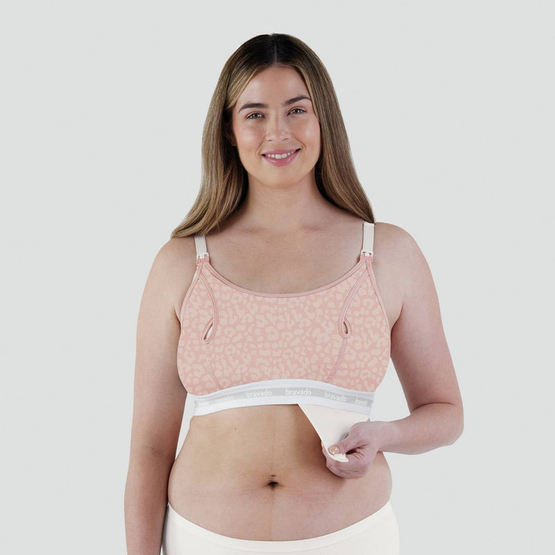 Bravado! Designs Women's Leopard Print Clip and Pump Hands-Free Nursing Bra Accessory - Pink L