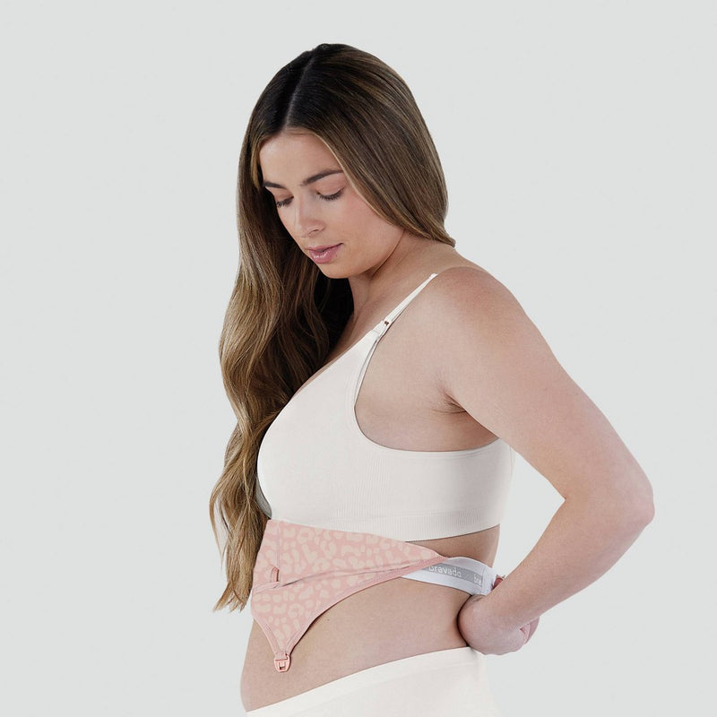 Bravado! Designs Women's Leopard Print Clip and Pump Hands-Free Nursing Bra Accessory - Pink L
