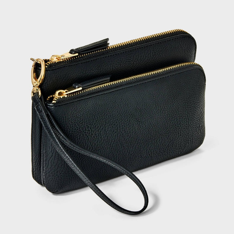 Double Zip Pouch Wristlet - Universal Thread Black