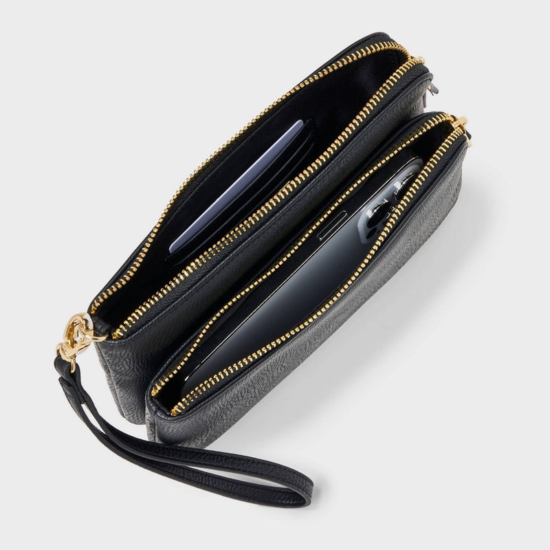 Double Zip Pouch Wristlet - Universal Thread Black