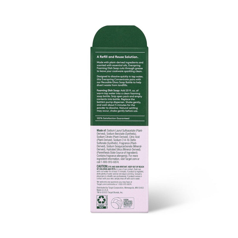 Lavender & Bergamot Ultra-Concentrated Foaming Dish Soap - 0.42oz/2ct - Everspring