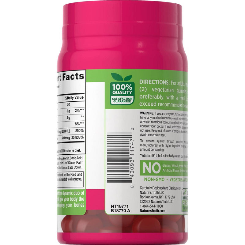 Nature's Truth Vitamin D3 and B12 Gummies - 60ct
